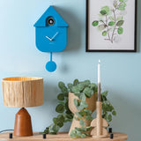 Karlsson Modern Cuckoo Clock in Bright Blue, Nordic wall clock with birdsong