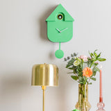 Karlsson Modern Cuckoo Clock in Bright Green, Nordic wall clock with birdsong