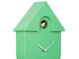 Karlsson Modern Cuckoo Clock in Bright Green, Nordic wall clock with birdsong