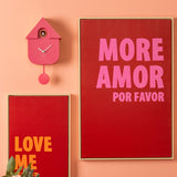Karlsson Modern Cuckoo Clock in Bright Pink, Nordic wall clock with birdsong