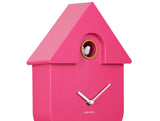 Karlsson Modern Cuckoo Clock in Bright Pink, Nordic wall clock with birdsong