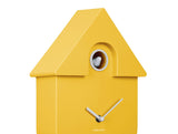 Karlsson Modern Cuckoo Clock in Bright Yellow, Nordic wall clock with birdsong