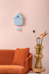 Karlsson Modern Cuckoo Clock in Soft Blue, Nordic wall clock with birdsong
