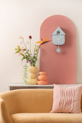 Karlsson Modern Cuckoo Clock in Soft Blue, Nordic wall clock with birdsong