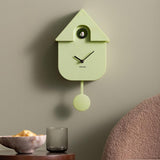 Karlsson Modern Cuckoo Clock in Soft Green, Nordic wall clock with birdsong