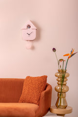 Karlsson Modern Cuckoo Clock in Soft Pink, Nordic wall clock with birdsong