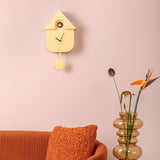 Karlsson Modern Cuckoo Clock in Soft Yellow, Nordic wall clock with birdsong