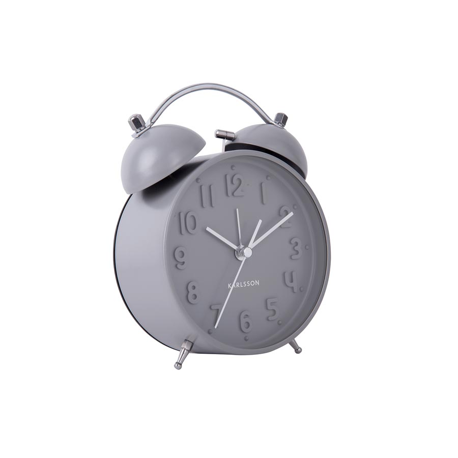 Front view of the Karlsson Iconic alarm clock in Grey