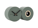 Karlsson Duo Cuckoo Clock in Matte Green, modern birdsong wall clock