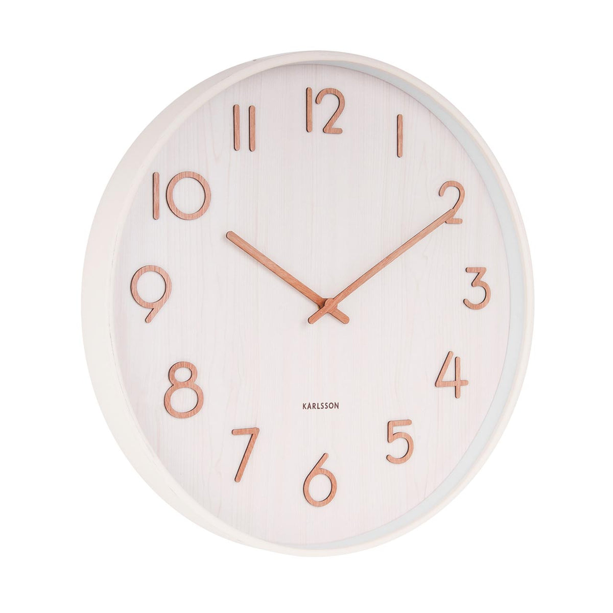 Karlsson Pure Wood Grain Wall Clock in ivory on a white background