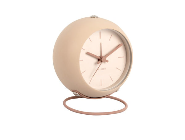 Karlsson Nirvana Globe Alarm Clock in sand brown on a white background
