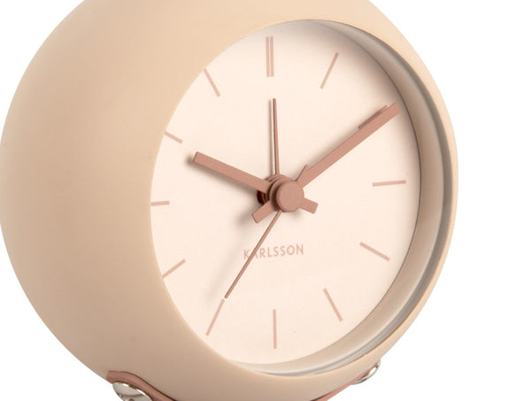 Karlsson Nirvana Globe Alarm Clock in sand brown, close detail
