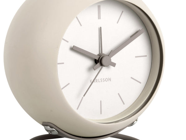 Karlsson Nirvana Globe Alarm Clock in warm grey, close detail