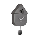 Karlsson Modern Cuckoo Clock in Metallic Dark Grey, Nordic wall clock with birdsong