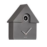 Karlsson Modern Cuckoo Clock in Metallic Dark Grey, Nordic wall clock with birdsong