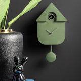 Karlsson Modern Cuckoo Clock in Metallic Jungle Green, Nordic wall clock with birdsong