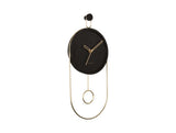 Black wood Swing pendulum clock shown from an angle