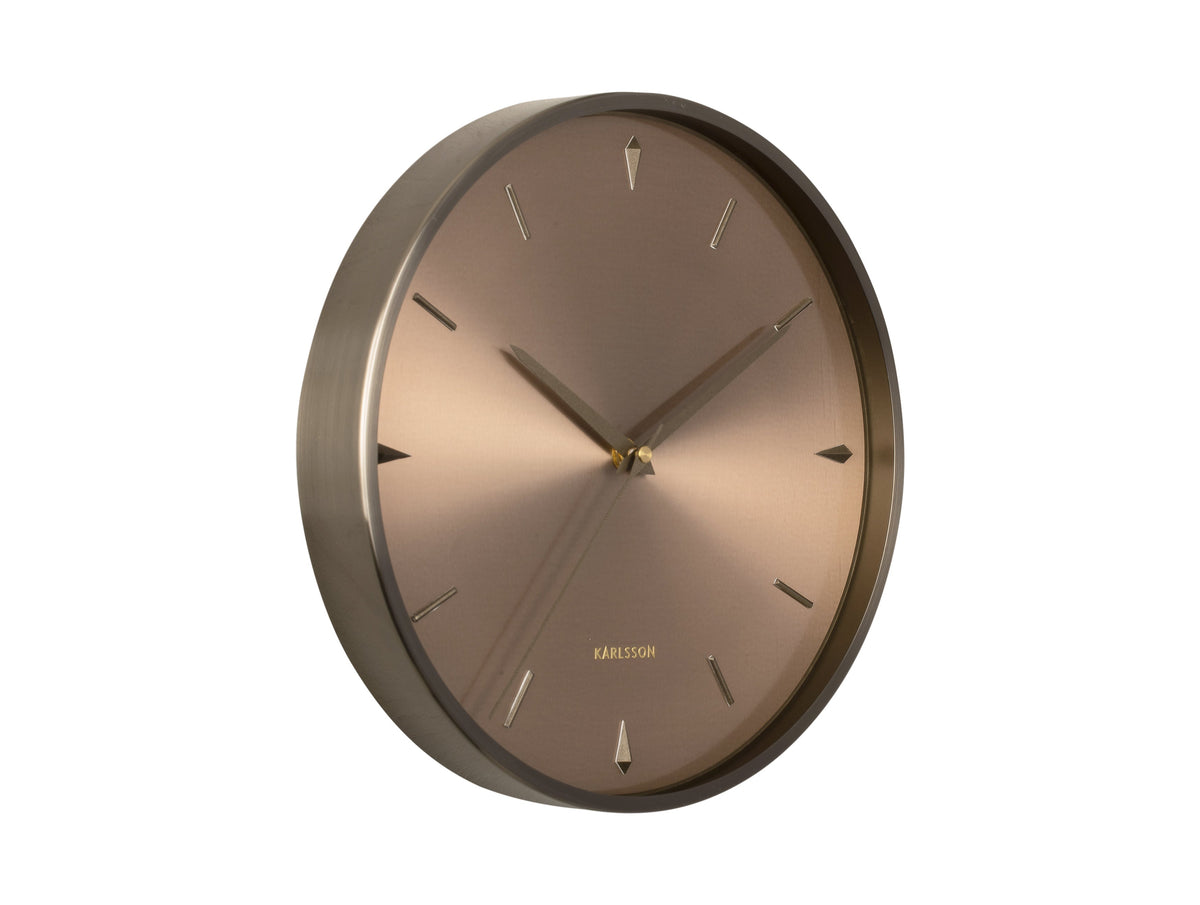 Karlsson Jewel wall clock in Gunmetal, angled to show its slim profile