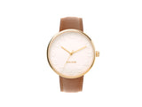 Karlsson Mr White Steel men's watch with gold-toned case, white dial and tan leather strap