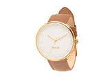 Karlsson Mr White Steel men's watch with gold-toned case, white dial and tan leather strap