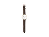 Karlsson Normann mens watch in white with chocolate leather strap and gold casing