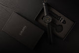 Karlsson Minimal men's watch in black with black case and black leather strap