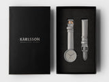 Karlsson Ms Grey womens watch with stainless steel case and grey leather strap