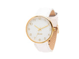 Karlsson Charm gold watch with white leather strap and white dial