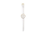 Karlsson Charm gold watch with white leather strap and white dial
