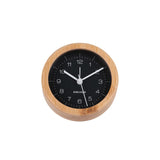 Karlsson Neat Round Bamboo Alarm Clock in Black, 10cm