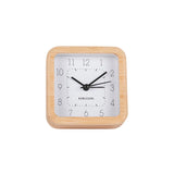 White Neat Square bamboo alarm clock shown from an angle