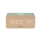 Jungle green Block LED alarm clock showing the illuminated display