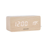 Karlsson Block LED alarm clock in light wood veneer with USB phone charger
