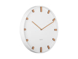 White Grace wall clock shown front on under glass cover