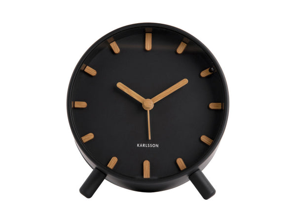 Karlsson Grace Alarm Clock in black, angled view