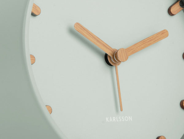 Karlsson Grace Alarm Clock in greyed jade, side profile