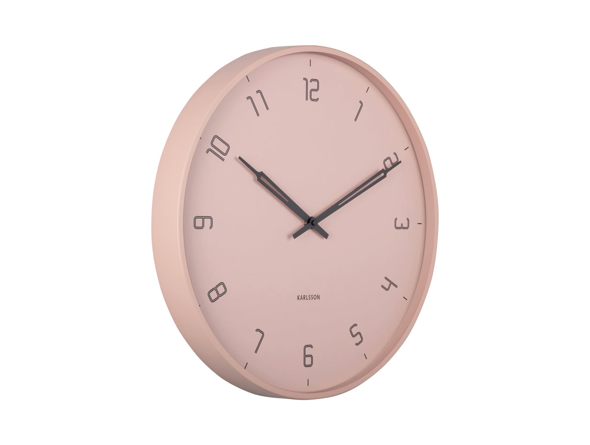 Stark Silent Wall Clock in faded pink on a white background