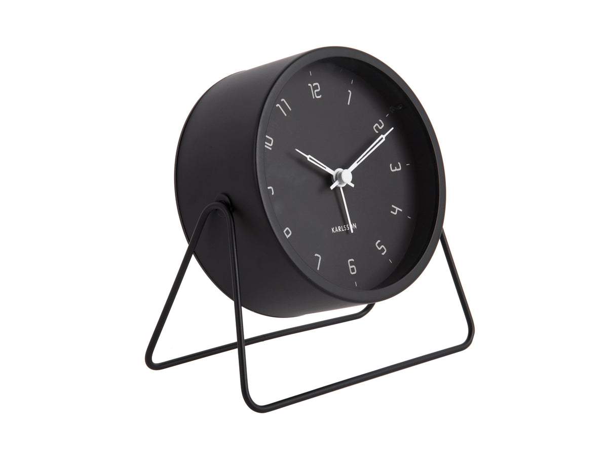 Karlsson Stark Alarm Clock in black on a white background