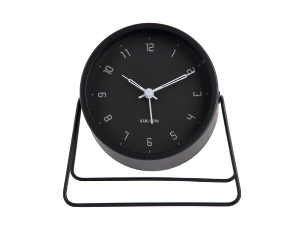 Karlsson Stark Alarm Clock in black, angled view