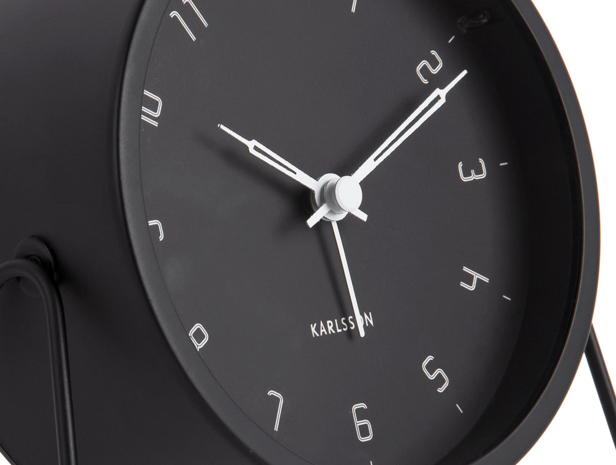 Karlsson Stark Alarm Clock in black, close detail