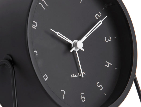 Karlsson Stark Alarm Clock in black, close detail