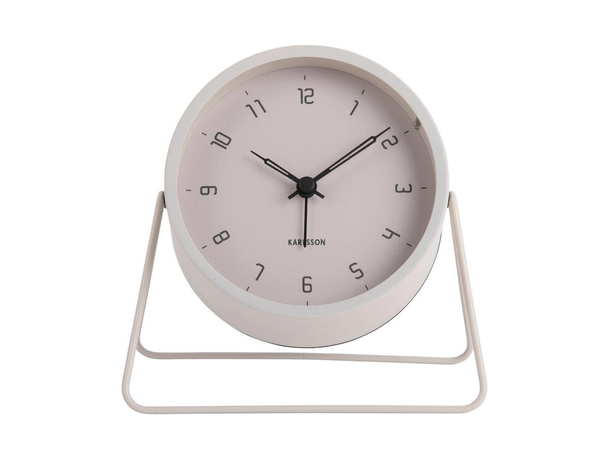 Karlsson Stark Alarm Clock in warm grey, angled view
