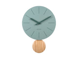 Karlsson Arlo pendulum wall clock in jungle green with wooden pendulum, 41cm