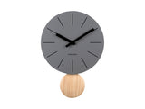 Karlsson Arlo pendulum wall clock in dark grey with wooden pendulum, 41cm