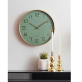 Karlsson Elegance Glow Wall Clock in Jungle Green, 40cm brushed gold frame