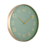Karlsson Elegance Glow Wall Clock in Jungle Green, 40cm brushed gold frame