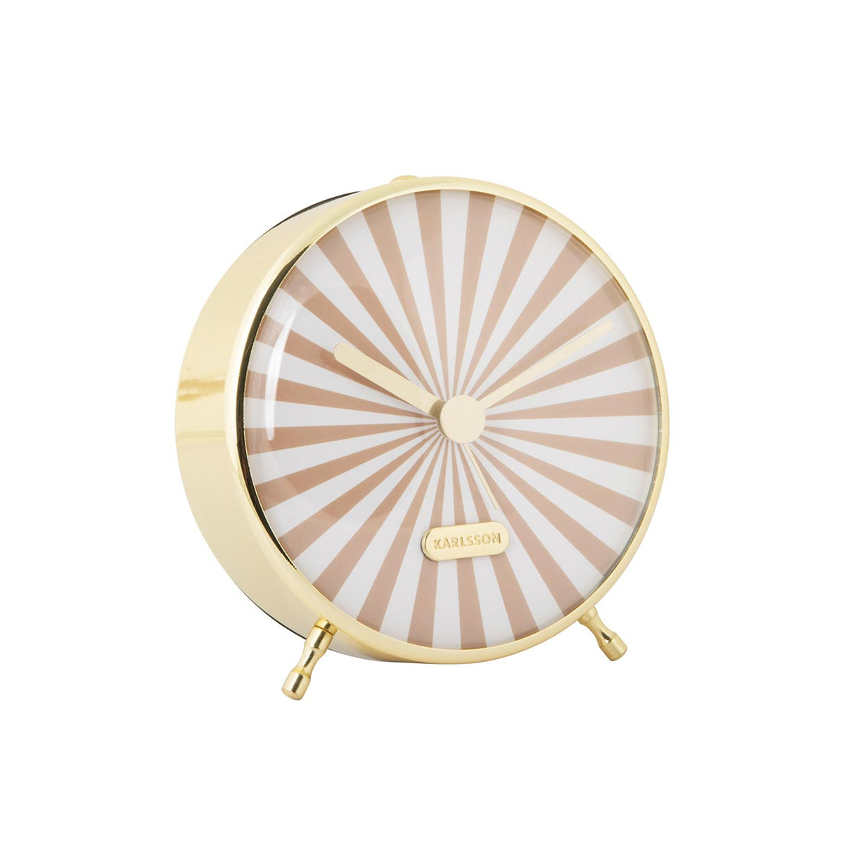 Karlsson Candy Swirl Alarm Clock in sand brown and white on a white background