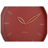 Detail of the petal shaped hands on the red ochre Petals clock