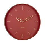 Red ochre Petals wall clock shown front on