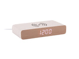 Karlsson Retro Flat LED alarm clock in white with wood veneer base